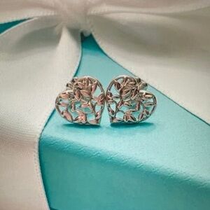 Tiffany & Co. Silver Leaf Heart Earrings